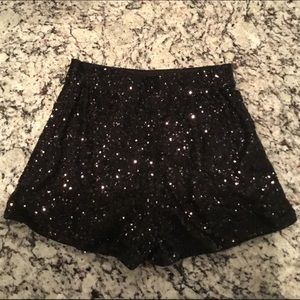 Sparkly Black Sequence High Waist Shorts